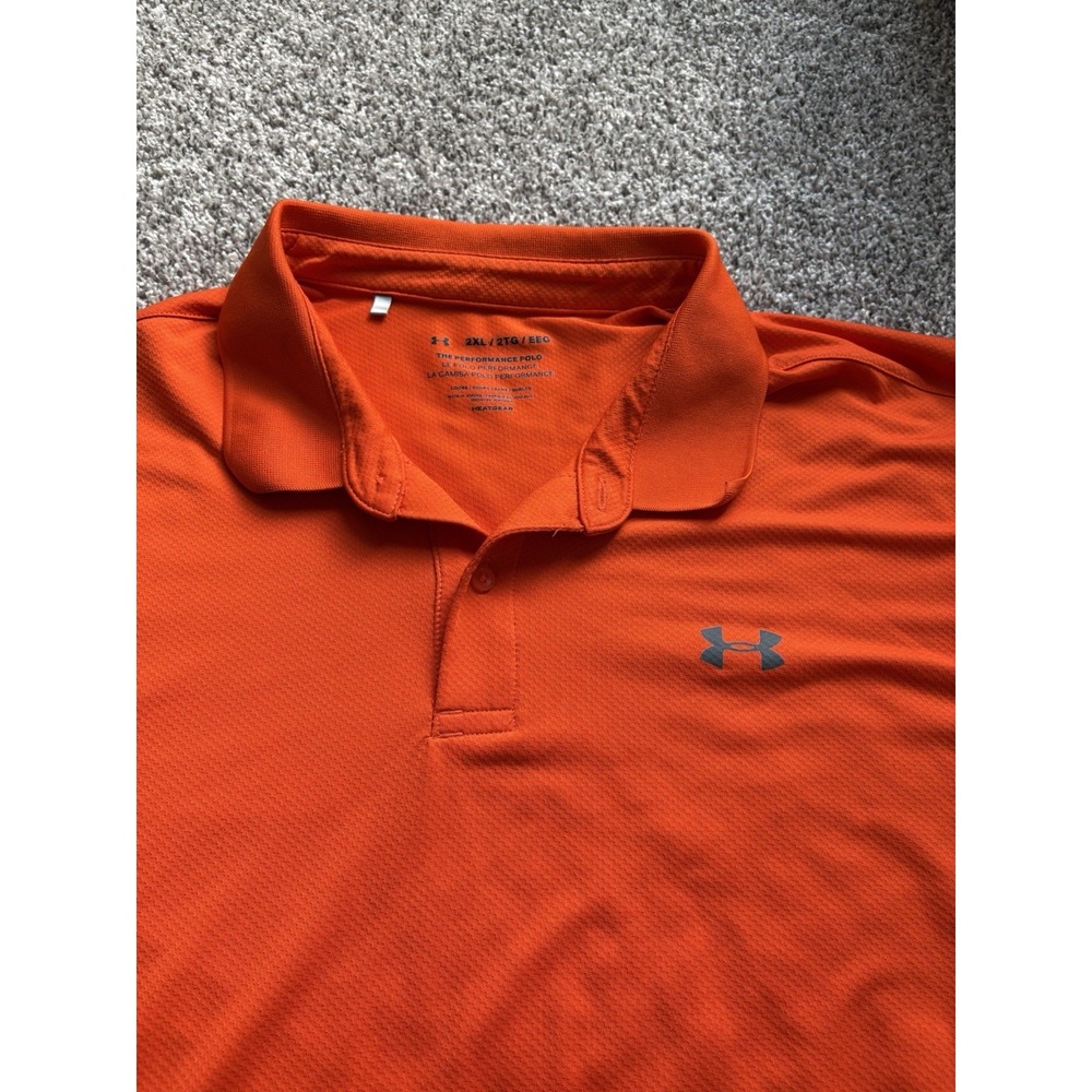 Under Armour The Performance‎ Short Sleeve Polo Solid Orange 2XL Shirt Men's